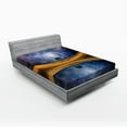 thumbnail image 1 of Ambesonne Space Fitted Sheet, Galaxy with Star Meteors, Queen Size, Brown Purple Blue, 1 of 3