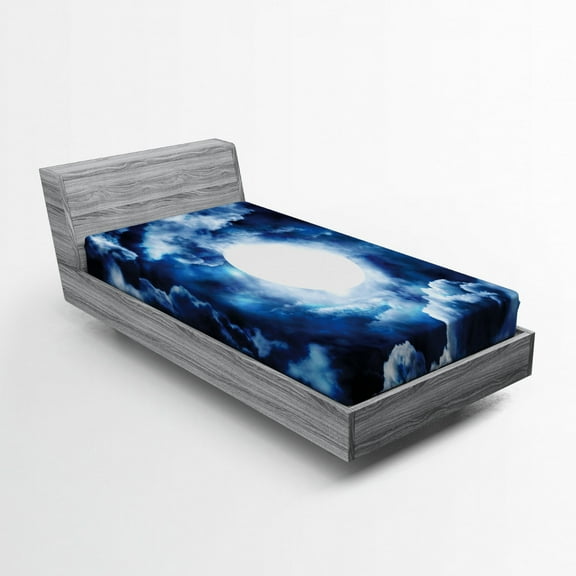 Ambesonne Space Fitted Sheet, Magic Dark Twilight Dawn, Twin XL Size, Blue