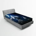 thumbnail image 1 of Ambesonne Space Fitted Sheet, Moon Clouds Stars Night, Twin Size, Dark Blue White, 1 of 2