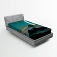 thumbnail image 1 of Ambesonne Space Fitted Sheet, Night Sky on Mountain, Twin XL Size, Teal Black, 1 of 2