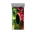thumbnail image 1 of Ambesonne Space Fitted Sheet & Pillow Sham Set, Cosmos Galaxy Nebula, Twin, Magenta Green, 1 of 3