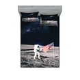 thumbnail image 1 of Ambesonne Space Fitted Sheet & Pillow Sham Set, Milky Way American Flag, Queen, Brown Blue, 1 of 2