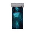 thumbnail image 1 of Ambesonne Space Fitted Sheet & Pillow Sham Set, Outer World Cosmos Moon, Twinxl, Petrol Blue, 1 of 2