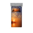 thumbnail image 1 of Ambesonne Space Fitted Sheet & Pillow Sham Set, Skyline with Planet Sun, Twin, Orange Blue, 1 of 2