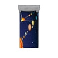 thumbnail image 1 of Ambesonne Space Fitted Sheet & Pillow Sham Set, Solar System with Sun, Twin, Dark Blue Orange, 1 of 3