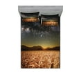 thumbnail image 1 of Ambesonne Space Fitted Sheet & Pillow Sham Set, Star Clusters in Twilight, Full, Tan Grey, 1 of 2