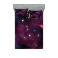 thumbnail image 1 of Ambesonne Space Fitted Sheet & Pillow Sham Set, Stardust Meteor, Full, Magenta Blue, 1 of 3