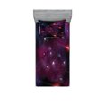 thumbnail image 1 of Ambesonne Space Fitted Sheet & Pillow Sham Set, Stardust Meteor, Twinxl, Magenta Blue, 1 of 2