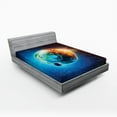 thumbnail image 1 of Ambesonne Space Fitted Sheet, Planet Earth Sun Rays, Full Size, Red Blue, 1 of 2