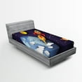 thumbnail image 1 of Ambesonne Space Fitted Sheet, Rocket Earth Stars UFO, Twin Size, Multicolor, 1 of 3