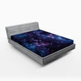 thumbnail image 1 of Ambesonne Space Fitted Sheet, Sky with Star, California King, Dark Purple and Blue, 1 of 3