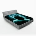 thumbnail image 1 of Ambesonne Space Fitted Sheet, Solar System Star Scenery, Full Size, Teal, 1 of 2