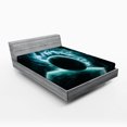 thumbnail image 1 of Ambesonne Space Fitted Sheet, Solar System Star Scenery, Queen Size, Teal, 1 of 2