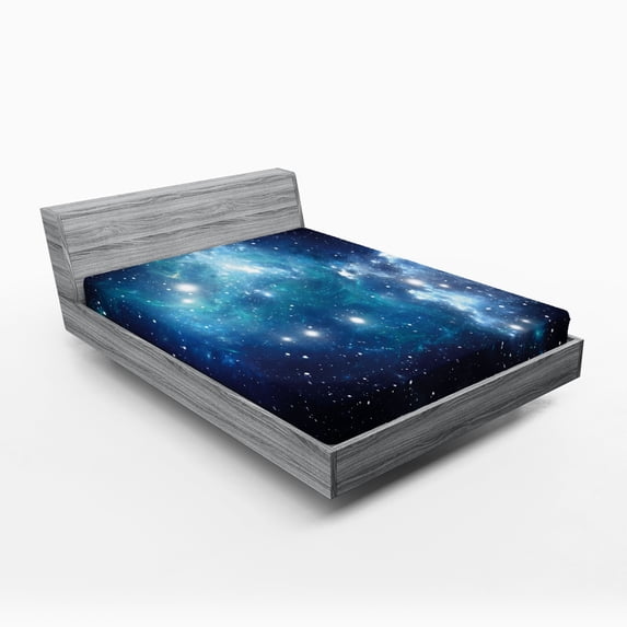 Ambesonne Space Fitted Sheet, Supernova Stars, Queen Size, Blue