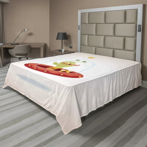 Ambesonne Space Flat Sheet, Alien Character, Full Size, Multicolor