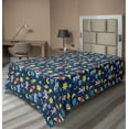 thumbnail image 1 of Ambesonne Space Flat Sheet, Cosmonaut Rocket Saturn Print, TwinXL Size, Multicolor Sea Blue, 1 of 1