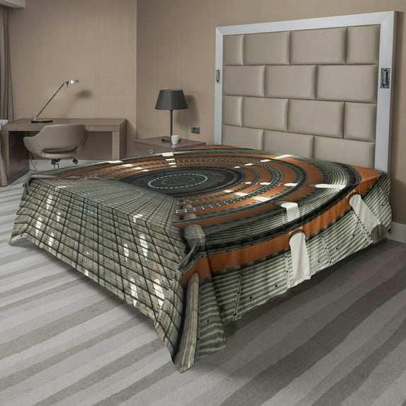 Ambesonne Space Flat Sheet, Earth Orbit Digital, Full Size, Multicolor