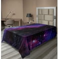 thumbnail image 1 of Ambesonne Space Flat Sheet, Nebula Dark Galaxy Stars, Twin Size, Magenta Blue, 1 of 1