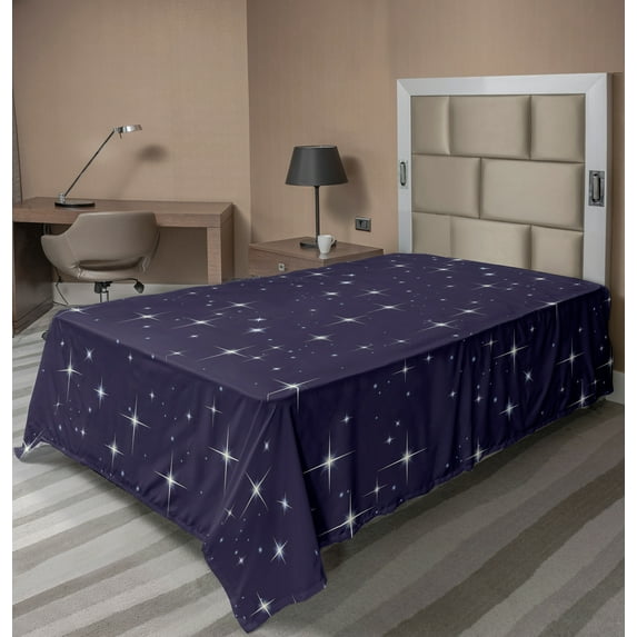 Ambesonne Space Flat Sheet, Night Skyline with Stars, Twin Size, Purple White