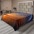 thumbnail image 1 of Ambesonne Space Flat Sheet, Skyline with Planet Sun, Full Size, Orange Blue, 1 of 1