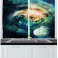 thumbnail image 1 of Ambesonne Space Kitchen Curtains, Spiral Galaxy and Planets, 55"x45", Teal Blue Yellow, 1 of 1