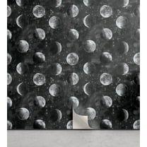 Ambesonne Space Peel & Stick Wallpaper for Home, Night Realistic Look Moon Art, 13"x36", Charcoal Grey and Ivory