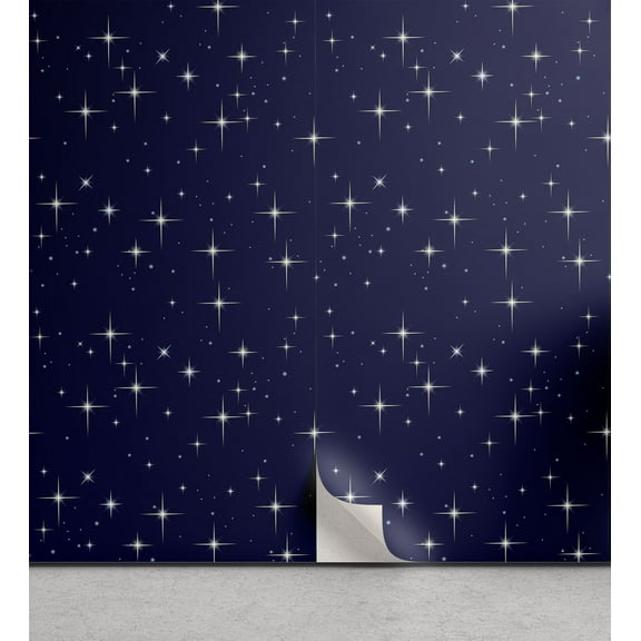 Ambesonne Space Peel & Stick Wallpaper for Home, Night Skyline with Stars, 13"x100", Purple White