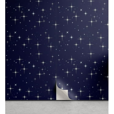 Ambesonne Space Peel & Stick Wallpaper for Home, Night Skyline with Stars, 13"x72", Purple White