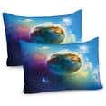 thumbnail image 1 of Ambesonne Space Pillow Sham 2 Pack, Cosmos Vibrant Scenery, 26"x20", Blue Violet, 1 of 3