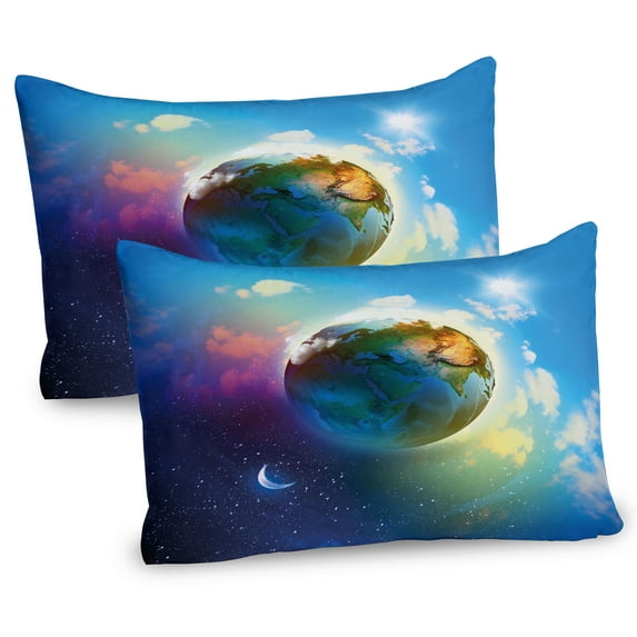 Ambesonne Space Pillow Sham 2 Pack, Cosmos Vibrant Scenery, 26"x20", Blue Violet
