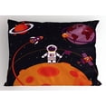 thumbnail image 1 of Ambesonne Space Pillow Sham, Astronaut Moon Rockets, 26" X 20", Multicolor, 1 of 2