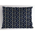 thumbnail image 1 of Ambesonne Space Pillow Sham, Cat Flying to Outer Space, 26" X 20", Pale Blue Mustard Indigo, 1 of 2