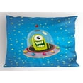 thumbnail image 1 of Ambesonne Space Pillow Sham, Comic UFO and Alien, 26" X 20", Multicolor, 1 of 2