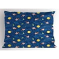 thumbnail image 1 of Ambesonne Space Pillow Sham, Little Cartoon Rocket, 26" X 20", Multicolor, 1 of 2