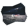 thumbnail image 1 of Ambesonne Space Place Mats Set of 4, Milky Way American Flag, Standard Size, Brown Blue, 1 of 6
