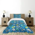 thumbnail image 1 of Ambesonne Space Quilted Bedspread Set 2 Pcs, Alien and Human Astronaut, Twin Size, Blue Grey Yellow, 1 of 3
