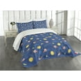 thumbnail image 1 of Ambesonne Space Quilted Bedspread Set 3 Pcs, Little Cartoon Rocket, Queen Size, Multicolor, 1 of 5