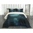 thumbnail image 1 of Ambesonne Space Quilted Bedspread Set 3 Pcs, Outer World Cosmos Moon, King Size, Petrol Blue, 1 of 5