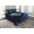 thumbnail image 1 of Ambesonne Space Quilted Bedspread Set 3 Pcs, Planet Earth Solar System, King Size, Blue Green, 1 of 3