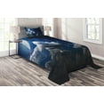 thumbnail image 1 of Ambesonne Space Quilted Coverlet 2 Pcs, Moon Clouds Stars Night, Twin Size, Dark Blue White, 1 of 2