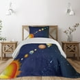 thumbnail image 1 of Ambesonne Space Quilted Coverlet 2 Pcs, Solar System with Sun, Twin Size, Dark Blue Orange, 1 of 5