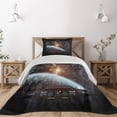 thumbnail image 1 of Ambesonne Space Quilted Coverlet 2 Pcs, Wold Stardust Scenery, Twin Size, Orange Grey, 1 of 2