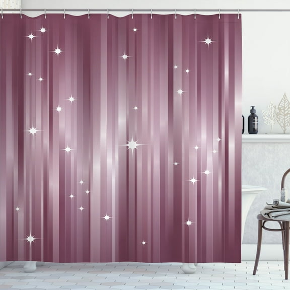 Ambesonne Space Shower Curtain, Abstract Beams Stars Galaxy, 69"Wx70"L, Mauve Taupe