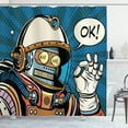 thumbnail image 1 of Ambesonne Space Shower Curtain, Futuristic Comics Robot, 69"Wx84"L, Multicolor, 1 of 3