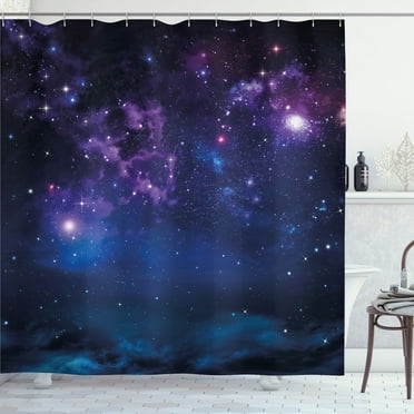 Ambesonne Space Shower Curtain, Milky Way Themed Stars, 69"Wx84"L, Magenta Blue