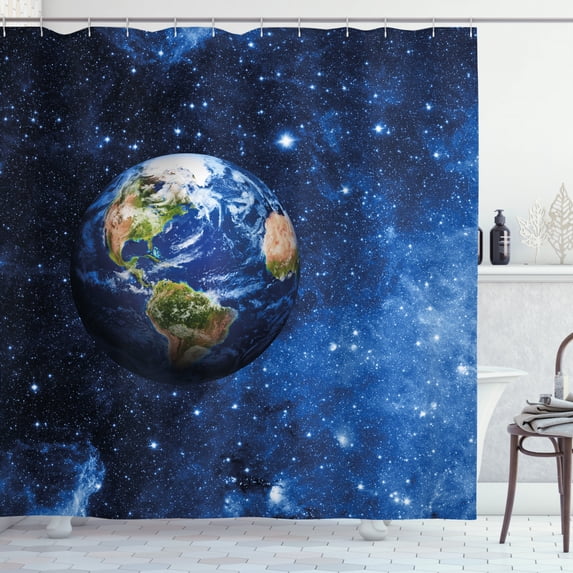 Ambesonne Space Shower Curtain, Planet Earth Solar System, 69"Wx75"L, Blue Green