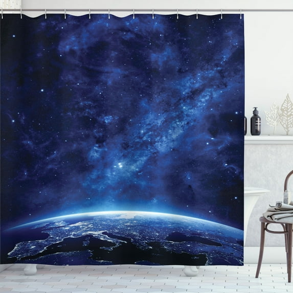 Ambesonne Space Shower Curtain, Vibrant Milky Way Stars, 69"Wx75"L, Dark Blue