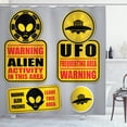 thumbnail image 1 of Ambesonne Space Shower Curtain, Warning Alien Danger, 69"Wx84"L, Black Yellow, 1 of 5