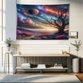 thumbnail image 1 of Ambesonne Space Tapestry Wall Hanging, Galactic Landscape Nebula Sky, 60"x40", Fuchsia Blue and Peach, 1 of 4