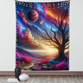 thumbnail image 1 of Ambesonne Space Tapestry Wall Hanging, Galactic Landscape Nebula Sky, 60"x80", Fuchsia Blue and Peach, 1 of 3